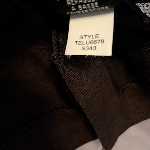 Vintage Ellen Tracy 100% Linen Button Up 80s Short Sleeve Blouse Collar Brown 8 - Picture 5 of 6